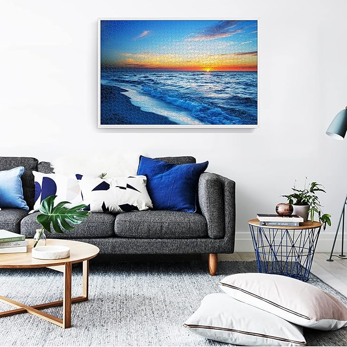 1000 Pieces Wooden Jigsaw Puzzle for Adults, Family or Elderly, Hawaiian Sunset Beach Puzzles, Art Home Decor DIY Funny Parent-Child Educational Game Toy Sunset Puzzle Gift for Mom, Wife, Friend