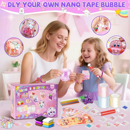 Lokuc Nano Tape Bubble Kit for Kids, 52 Pcs Nano Tape Squishy Maker Kit with Box, Arts & Crafts for 4 5 6 7 8 Year Toddler Girl, Birthday, Halloween, Christmas Gifts for Boys and Girls