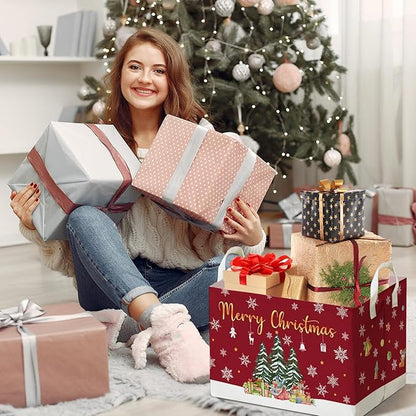 Christmas Tree Storage Basket with Snowflakes, Christmas Decorative Clothes Storage Cube for Nursery , Waterproof Rectangular Toy Box for Boys Girls, Christmas Gifts Storage Box, Winter Party Supply