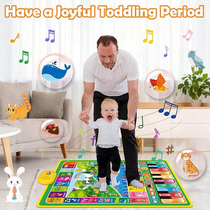 Baby Toys for 1 Year Old Gifts: 3 in 1 Alphabet Animal Piano Music Play Mat - Toddler Toys Age 1-3 Musical Toy 12-18 Months Babies Birthday Christmas Gift for Boys Girls 1 2 3 Year Old