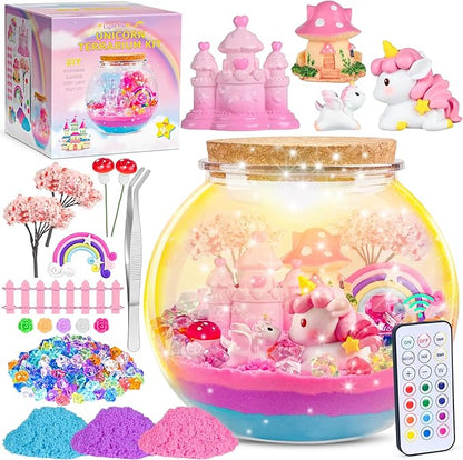 Ingbear Unicorn Terrarium Kit for Kids, Arts and Crafts for Kids Age 4-6 Sand Toys for Girls Ages 4-8 5-7 9 10 Year Old Birthday Christmas Gifts