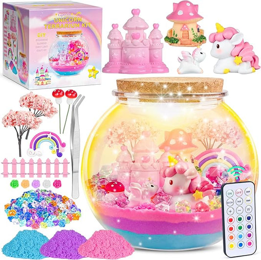Ingbear Unicorn Terrarium Kit for Kids, Arts and Crafts for Kids Age 4-6 Sand Toys for Girls Ages 4-8 5-7 9 10 Year Old Birthday Christmas Gifts