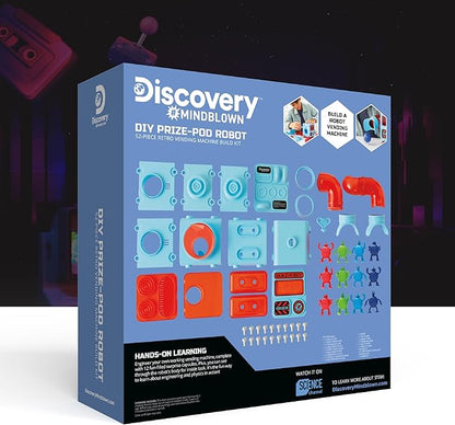 Discovery™ #MINDBLOWN DIY Prize-Pod Robot Kit, 52-Piece Vending Machine Building Set, 12 Transforming Capsules, Educational Science Experiment, Engineering STEM Project, Robotics Toy Gift Kids Age 8+