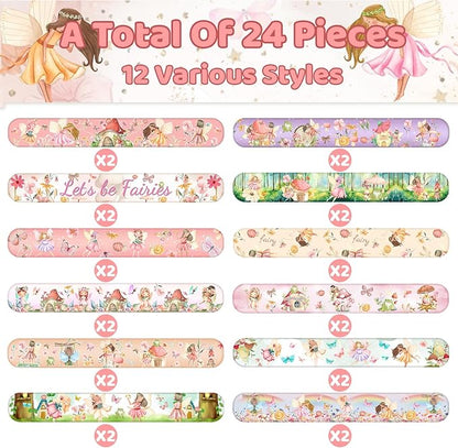 74 PCS Fairy Party Favors, 24 PCS Fairy Slap Bracelets 50 PCS Fairy Stickers Fairy Birthday Party Decorations Supplies Gifts for Fairy First Birthday Party Supplies Gifts