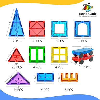 Magnetic Tiles 123 PCS + Zippered CASE, Magnetic Tiles for Kids Toy for 3 4 5 6 7 8 Year Old Boys & Girls, Great Gift for Kids Aged 3-8