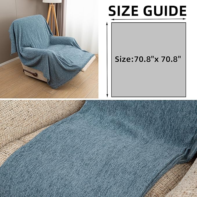 Recliner Chair Covers Lazy Boy Recliner Covers Armchair Cover Blanket Sofa Thick Soft Fabric Living Room Bedroom Throw Washable Sofa Slipcovers for Pets Kids (Grayish Blue)