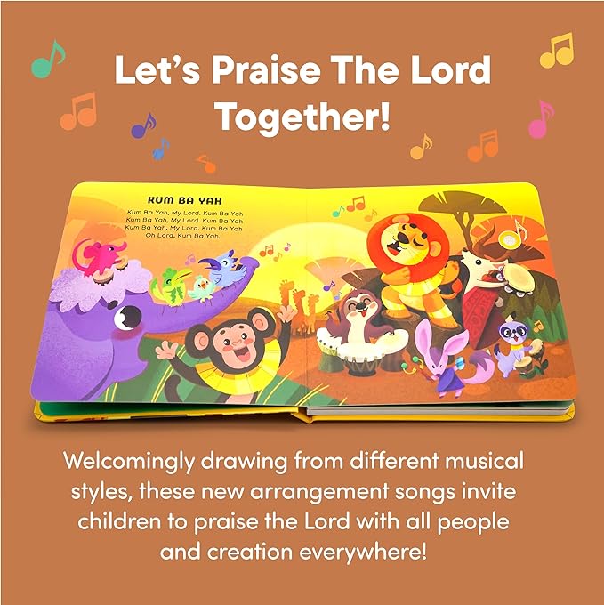 Praise The Lord Christian Sound Books for Kids - 6 Bible Songs for Toddlers – Christian Easter Gifts for Kids, Baby Books & Toys for Kids - Easter Basket Essentials, Baptism, Christening Baby Gifts