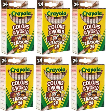 Crayola Bulk Crayon Set, Colors of The World, Multicultural Crayons, School Supplies, 6 Sets of 24 Colors