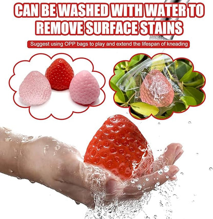 3Pcs Big Taba Squishies Strawberry, Cute Strawberry Squeeze Toys, Upgrade Fruit Squishies, Kawaii Sticky Stress Toy, Clear Fidget Toys, Valentines Gift for Kids, Teen Boys Girls Birthday Gift Ideas