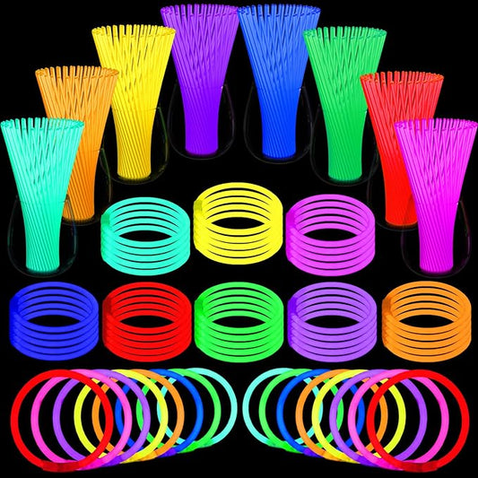 BUDI 500Pcs Glow Sticks Party Favors for Kids Adults GlowStick Bulk 8 Colors 8 Inch for Glow Necklace Bracelets Glasses Glow in the Dark Party Favor Halloween Party Decorations Halloween Party Favors