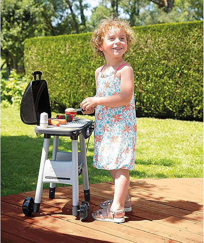 Smoby: BBQ Plancha Grill - Black, 18-Piece Accessory Playset - Realistic Cooking, Turn The Button & See Flames Appear, 19.69x14.57x28.43, Kids Age 3+