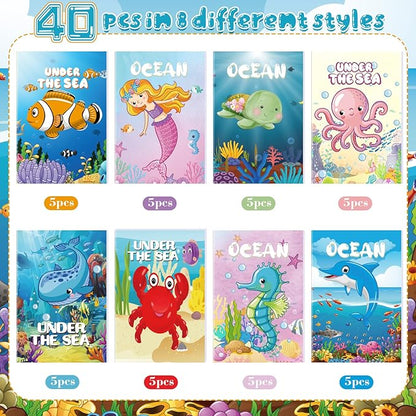 Estune 40 Pcs Coloring Books Under The Sea Ocean Party Favor for Kids Coloring Book Set Mini Small Coloring Books Goodie Bag Stuffers Gift Classroom Home