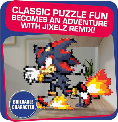 Jixelz Remix Sonic The Hedgehog Craft Kit - Running Shadow - No Heat or Glue Required - STEM Building Toys - Pixel Art for Bedroom or College Dorm Room Decor - 700+ Pieces - Ages 8 Years and Up