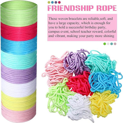 WILLBOND 216 Neon Friendship Bracelets Bulk for Kids Birthday Classroom Student Gift Adjustable Paracord Bracelets Rope Woven Neon Colors Valentine Day Gift Girls Boy Party Favors