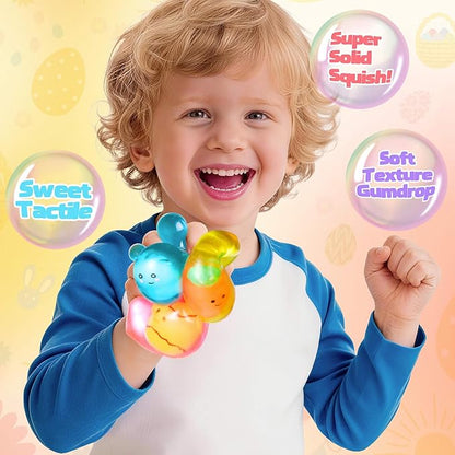 Easter Basket Stuffers - Glow in The Dark Easter Egg Fillers Squishy Bunny Stress Cube Easter Gifts for Kids Adults Fidget Toys Stress Balls for Kids with Autism Easter Basket Essentials for Teens