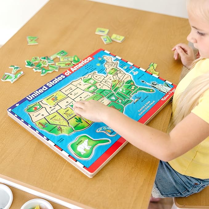 Melissa & Doug USA Map Sound Puzzle - Wooden Puzzle With Sound Effects (40 pcs)