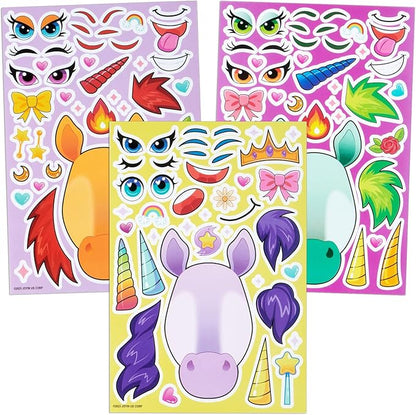 JOYIN 36PCS 9"x6" Make a face Stickers for Kids, Make Your Own Fantasy Unicorn Stickers, Party Favors Kids Crafts, Goodie Bags Stuffers, Classroom Rewards