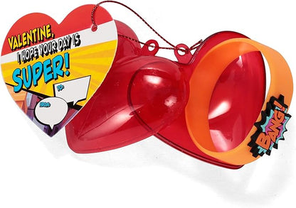 JOYIN 28 Pcs Valentines Day Prefilled Hearts with Cards Filled with Power Bracelets for Kids Classroom Exchange, Cute Valentine Party Favors, Gift Exchange, Game Prizes