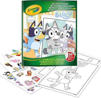 Crayola Bluey Color & Sticker Activity, Bluey Coloring Book, 32 Coloring Pages, Gift for Kids, Ages 3, 4, 5, 6