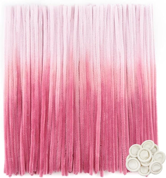 TOAOB 100pcs Pipe Cleaners Gradient Pink Chenille Stems for Crafts 12 Inch Fuzzy Sticks Craft Supplies for DIY Art Craft Projects Home Decorations