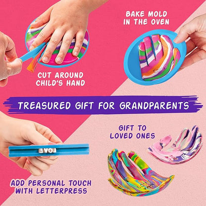 Original Stationery Craft Kits Trinket Dish Studio - Multicolor, 40 Pieces, Air-Drying Clay & Tools - Jewelry Dish Making Kit & DIY Clay Jewelry Bowls