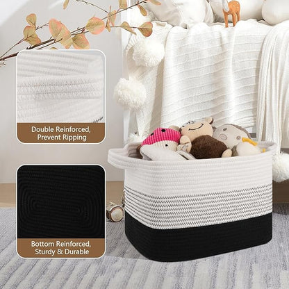OIASKET Storage Basket for Organizing, Woven Baskets for Storage, Rectangle Decorative Baskets for Shleves, Closet, Toys, Books, Nursery Organizer Bins - Pack of 3 (Gradient Black, 13"x9.85"x8.7")