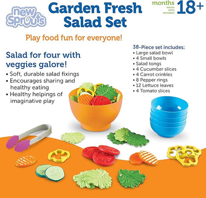 Learning Resources New Sprouts Garden Fresh Salad Set - 38 Pieces, Ages 18+ Months Pretend Play Food, Play Food for Toddlers, Toddler Kitchen Play Toys