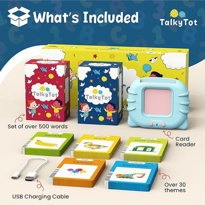 510 Words Talking Flash Cards for Toddlers 1-3, Pocket Speech for Toddlers, Card Early Education Device, Phonics Flash Cards, Word Learning Toys for Toddlers 1-3, Pocketspeech