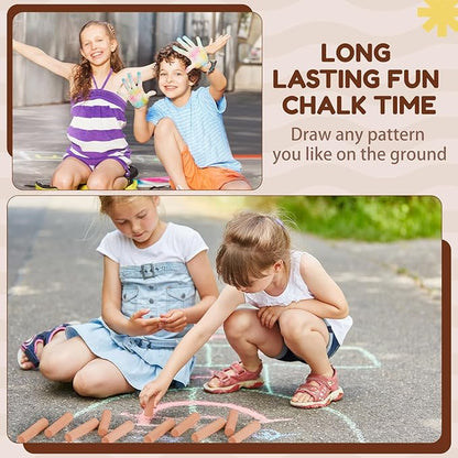 Fulmoon 40 Pcs Jumbo Sidewalk Chalk for Kids Outdoor Art Non Toxic Large Washable Street Chalk for Adults Drawing Painting Graffiti Classroom(Light Tan,Round Style)