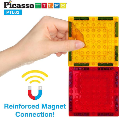 PicassoTiles Magnetic Brick Tiles STEM Creative Magnetic Tiles Building Block Set Building Brick Construction Toy Socket Spikes Toys Accessory Educational Imaginative Learning Kit Stacking Set
