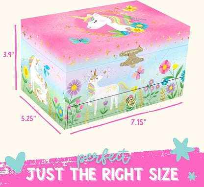 Musical Unicorn Kids Jewelry Box - Girls Jewelry Box with Mirror, Unicorn Toys for Girls Age 4-6