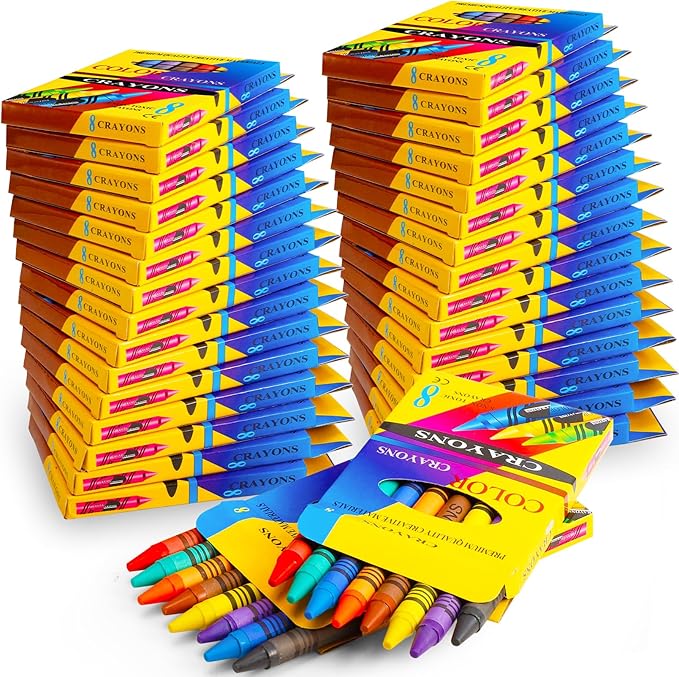 Jeffbaubl Bulk Crayons,30 Boxes of 8-Packs Color Crayons, Bulk Crayon Individual Packs,Washable Crayons,Crayons Party Favors for Classroom Restaurants School Supplies(8 Colors