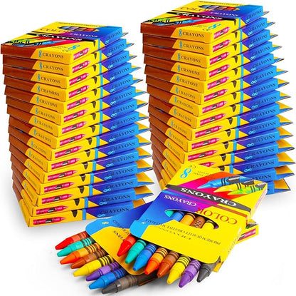 Jeffbaubl Bulk Crayons,30 Boxes of 8-Packs Color Crayons, Bulk Crayon Individual Packs,Washable Crayons,Crayons Party Favors for Classroom Restaurants School Supplies(8 Colors