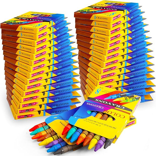 Jeffbaubl Bulk Crayons,30 Boxes of 8-Packs Color Crayons, Bulk Crayon Individual Packs,Washable Crayons,Crayons Party Favors for Classroom Restaurants School Supplies(8 Colors