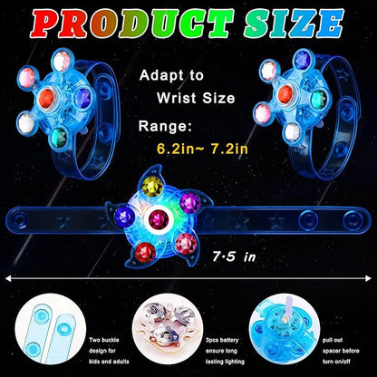 Party Favors for Kids 4-8-12, Pinata Goodie Bag Stuffers LED Light Up Fidget Spinner Bracelets, Glow in The Dark Party Supplies,Prize Return Gifts for Kids Birthday Halloween Christmas Classroom party