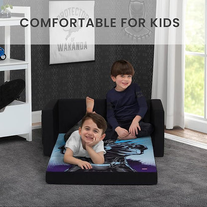 Delta Children Marvel Black Panther Cozee Flip-Out Sofa with Memory Foam - 2-in-1 Convertible Sofa to Lounger, Black