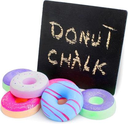 Boley Jumbo Sidewalk Chalk Set for Kids - 6 Pack Washable, Multi-Color Donut Chalks for Outdoor Play, Driveways, Pavements - Large Chalk Toys for Creative Arts, Street Art, Education