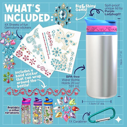 PURPLE LADYBUG Decorate Your Own Water Bottle for Girls - Great Gift for Girls, Fun DIY Crafts Activity, & Birthday Gifts Ideas - 6 Year Old Girl Birthday Gift, Girls Gifts Age 6-8