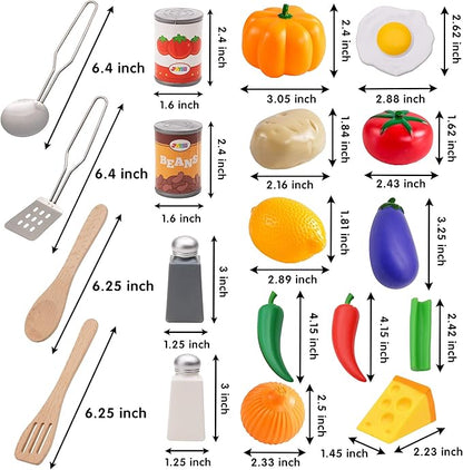 JOYIN Kid Play Kitchen, Pretend Daycare Toy Sets, Kids Cooking Supplies with Stainless Steel Cookware Pots and Pans Set, Cooking Utensils, Apron&Chef Hat and Grocery Play Food Sets, Toddler Gifts