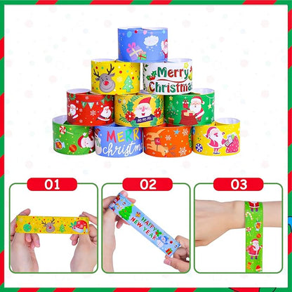 MGparty 72pcs Christmas Slap Bracelets Party Favors Toys for Kids Xmas Party Favors Christmas Stocking Stuffers Gifts Birthday Gifts (Christmas)