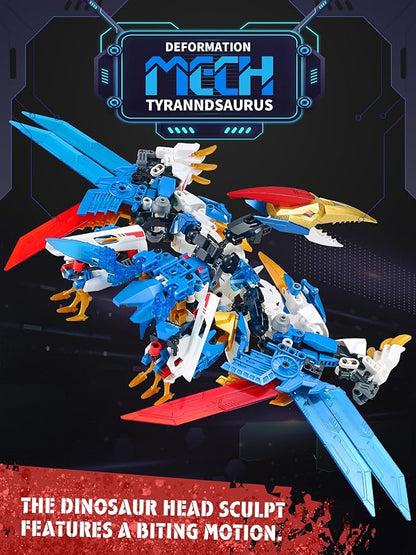 Dinosaurs Transforming Mech Technic Building Sets，Pterodactyl 2-in-1 Building Block Model, Robot Action Figures Building Kits, Birthday for Boys, Adult Age 8-12 (Pterodactyl)