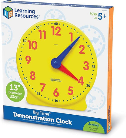 Learning Resources Big Time Learning Clock, Analog Clock, Homeschool, 12 Hour, Basic Math Development, Ages 5+
