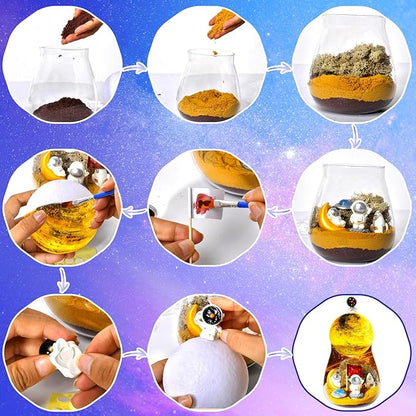 Astronaut Terrarium Kit for Kids with DIY Moon Lamp - Light Up Themed Craft Kit for Kids Ages 4-12 - Creative Birthday Gift Idea Educational Space Toys for Boys & Girls Ages 4 5 6 7 8-12 Year Old