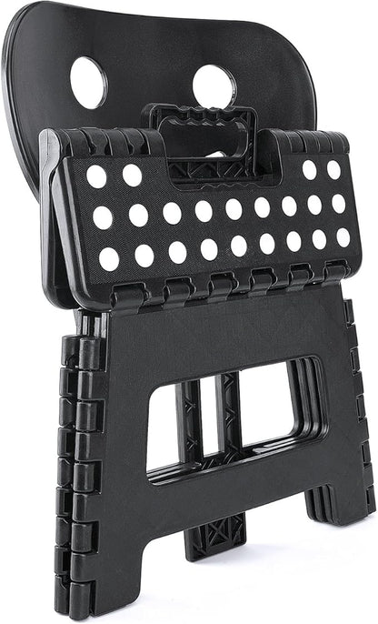 ACSTEP Folding Step Stool with Back Support for Kids,9" Kids Step Stool for Outdoor or Indoor Kitchen Step Stools and Bathroom Stool for Toddlers Boys Girls - Black