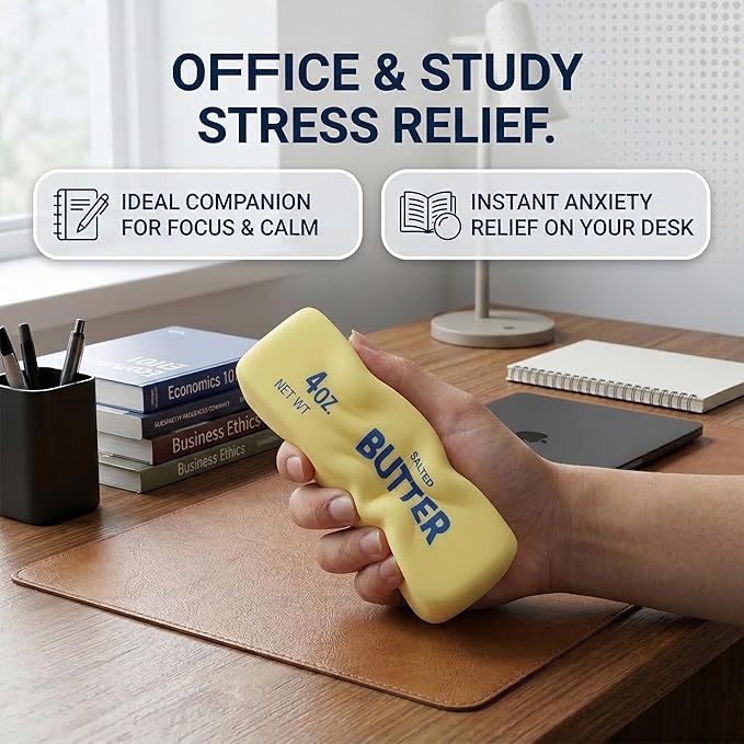 Slow Rising Butter Squishy, Dumpling Squishy Stick Stress Relief Ball for Adults and Teens, Cute Sensory Fidget Gadget, Soft Anxiety Relief with Wet Rebound, Squeeze & Squish Stress Reliever