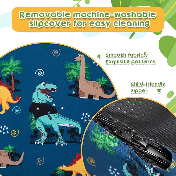 ALIMORDEN Snug-Arch Toddler Couch, Comfy Foam Baby Chair, Ergonomic Toddler Chair with a Snug Embrace Design for Boys and Girls, Dinosaur