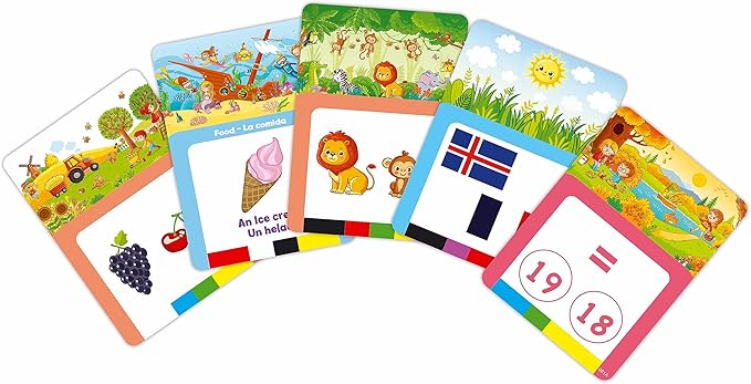 LEXiBOOK, Bilingual Interactive Card Reader, Spanish/English, 150 Double Sided Cards, Educational Quiz & flashcard Machine, Red, JCR10i2