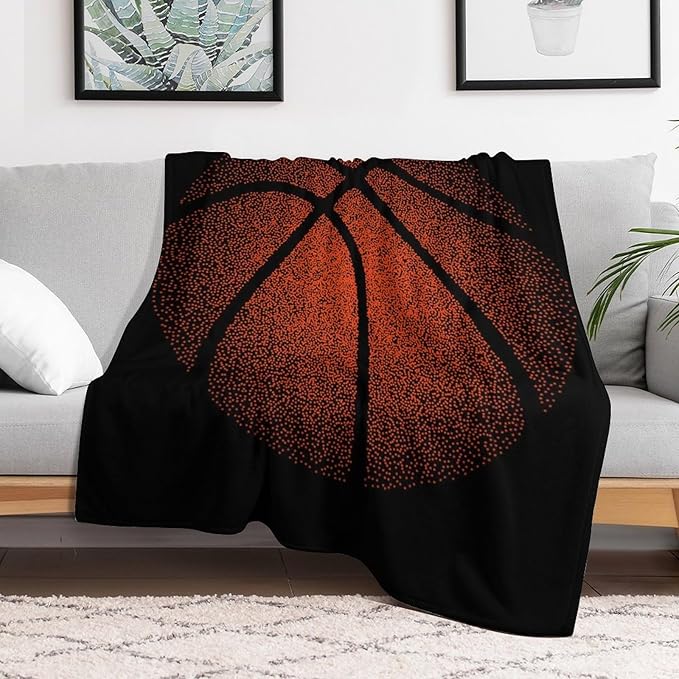 Basketball Throw Blanket - Soft Flannel Sports Basketball Blankets for Teens Adults Women Men Basketball Lovers - Warm Basketball Throw Blankets for All Season Lap, Chair, Sofa, Couch, Bed - 80"x60"