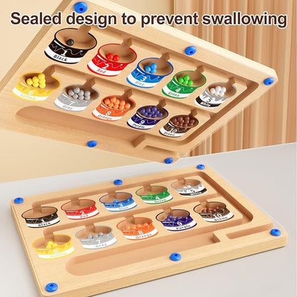 Magnetic Color and Number Maze - Montessori Puzzle Board for Toddlers Ages 3-5, Sorting & Counting Matching Games, Fine Motor Skills Toy , Wooden Preschool Learning Activities for Kids, Easter Gifts