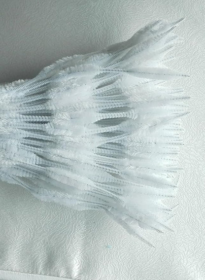 Carykon Pack of 100 Pipe Cleaners Fuzzy Bumpy Chenille Stems for Creative Handmade DIY Art Craft (White)